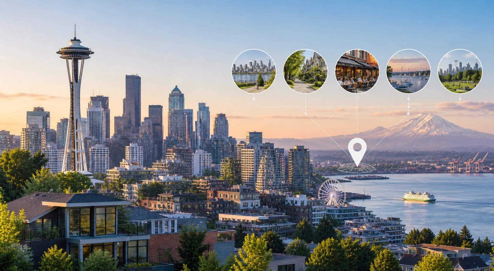 Capitol Hill, Ballard, and Queen Anne neighborhood collage